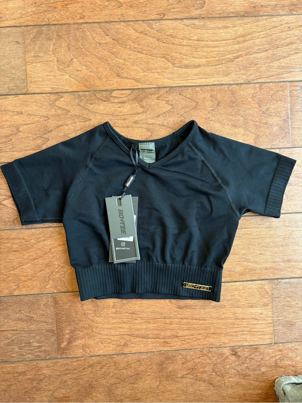 Bombtec Black Cropped Short-Sleeve Top